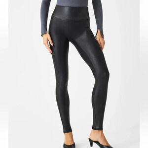 SPANX Black Faux Leather Leggings size M